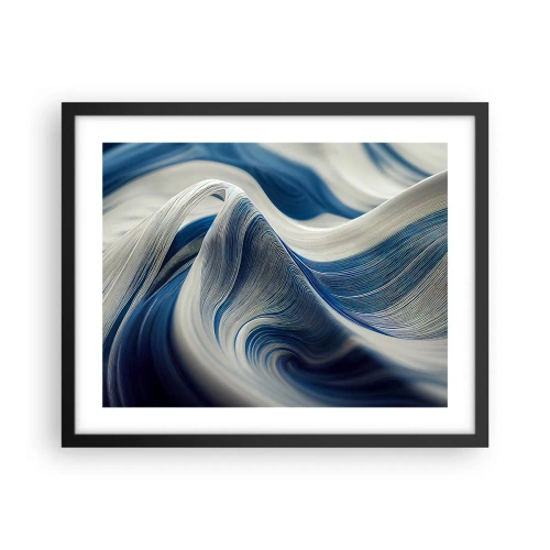 Poster in cornice nera - Fluidità di blu e di bianco - 50x40 cm