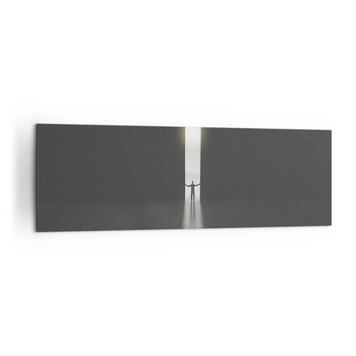Quadro su tela - Stampe su Tela - Un uomo in piedi alla luce di una stretta fessura in uno spazio buio - 160x50cm - Un passo verso un chiaro futuro - Decorazione murale moderna per soggiorno e camera da letto ARTTOR
