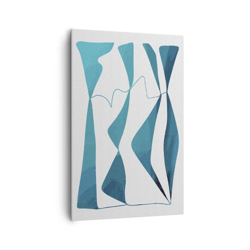 Quadro su tela - Stampe su Tela - Forme astratte nelle tonalità del blu su sfondo bianco - 80x120cm - Astrazione: legame turchese - Decorazione murale moderna per soggiorno e camera da letto ARTTOR