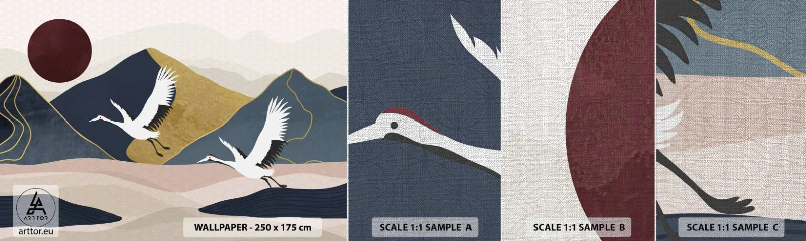 Campione di Fotomurale Premium Canvas - E la giornata è nuovamente VOLATA - Astrazione, Gru, Montagne - 100x30 cm