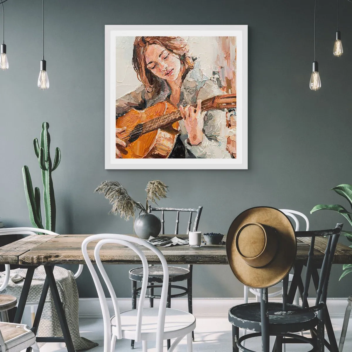 Poster in cornice bianca - Concerto per chitarra e cuore di ragazza - 40x40 cm