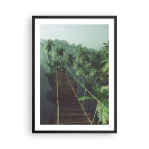 Poster in cornice nera - Un ponte sospeso in una foresta tropicale piena di palme - 50x70cm - Nel vortice del verde - Decorazione murale moderna per soggiorno e camera da letto ARTTOR