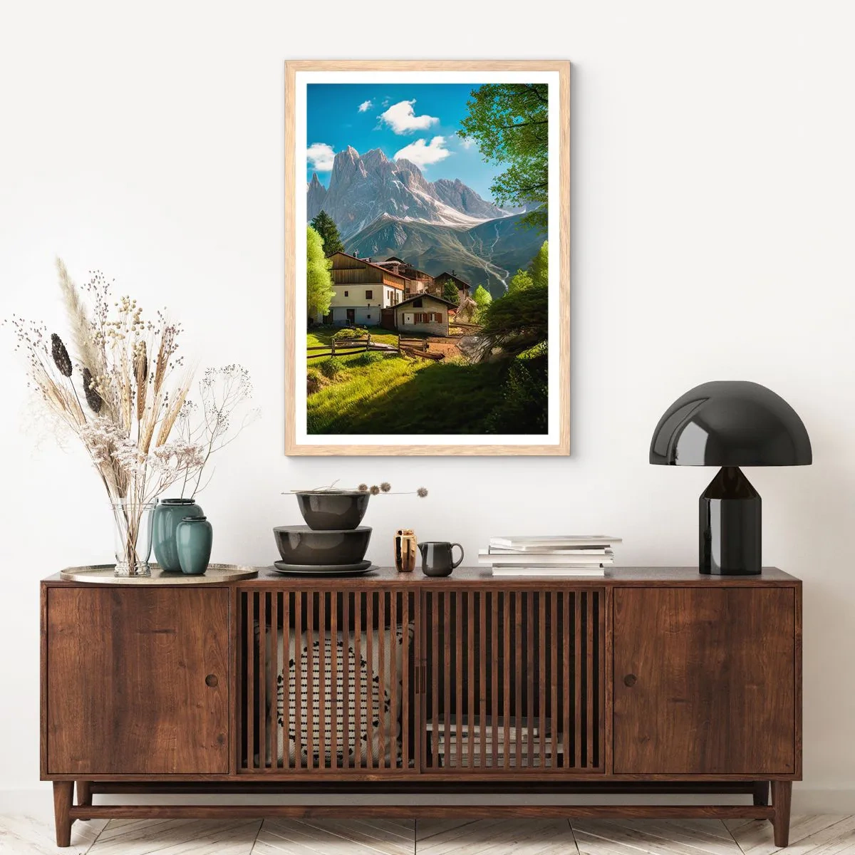 Poster in cornice rovere chiaro - Idillio alpino - 50x70 cm