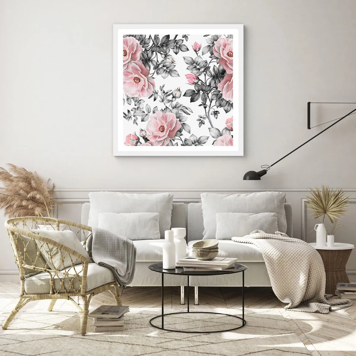 Poster in cornice bianca - Perdersi tra le rose - 50x50 cm