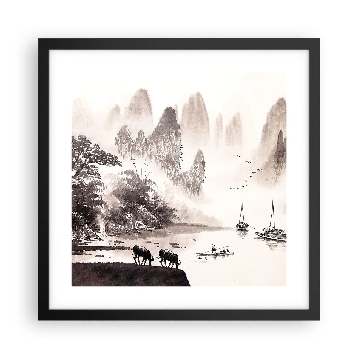 Poster in cornice nera - L'esotica quotidianità dell'Oriente - 40x40 cm