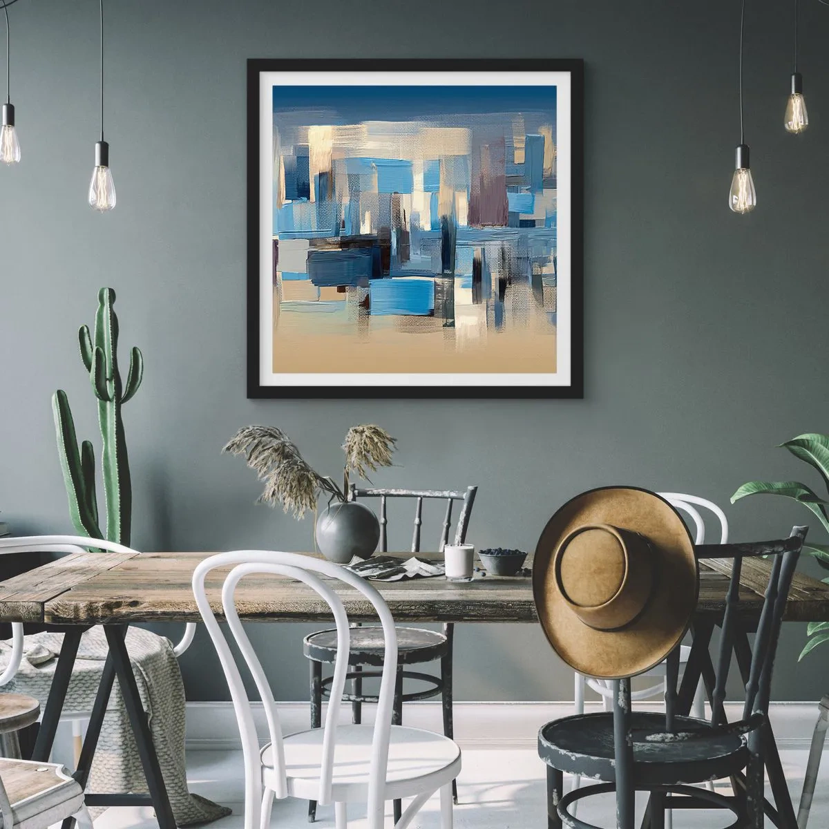 Poster in cornice nera - Struttura blu - 40x40 cm