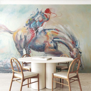 Fotomurali Standard Eco - Tieniti, voliamo - Animali, Cavallo, Cavaliere - 250x175 cm