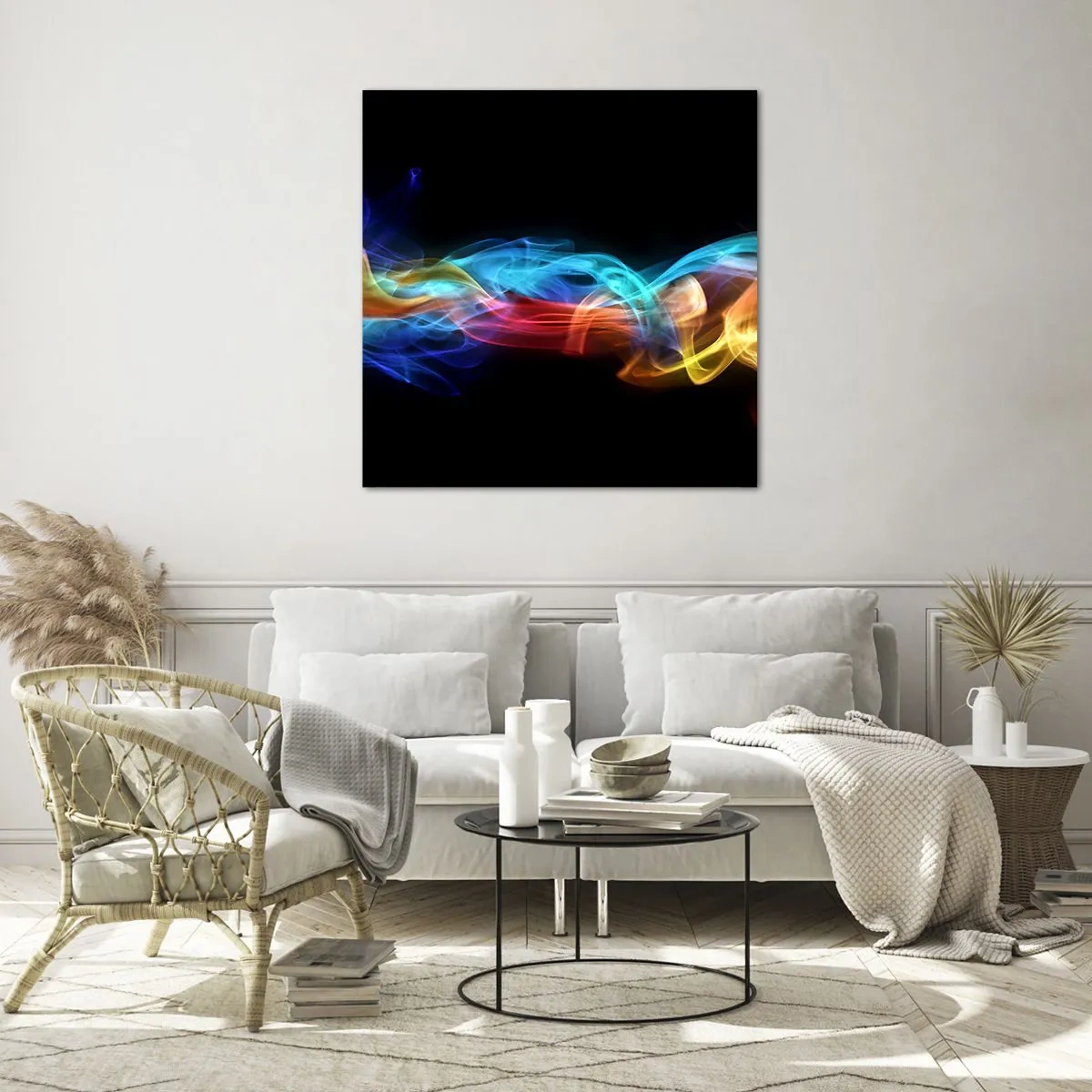 Quadro su vetro - La danza arcobaleno delle nebbie - 60x60 cm