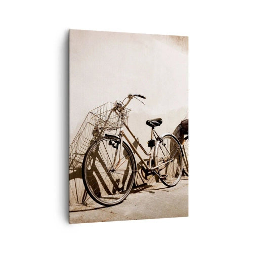 Quadro su tela - Stampe su Tela - Due biciclette appoggiate a un vecchio muro in stile retrò - 70x100cm - L'indimenticabile bellezza del passato - Decorazione murale moderna per soggiorno e camera da letto ARTTOR