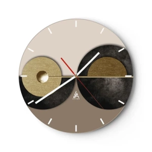 Orologio da parete - Orologio in Vetro - Una composizione moderna con cerchi geometrici - 30x30cm - Variazioni attorno al cerchio - Decorazione murale moderna per soggiorno, cucina e camera da letto ARTTOR