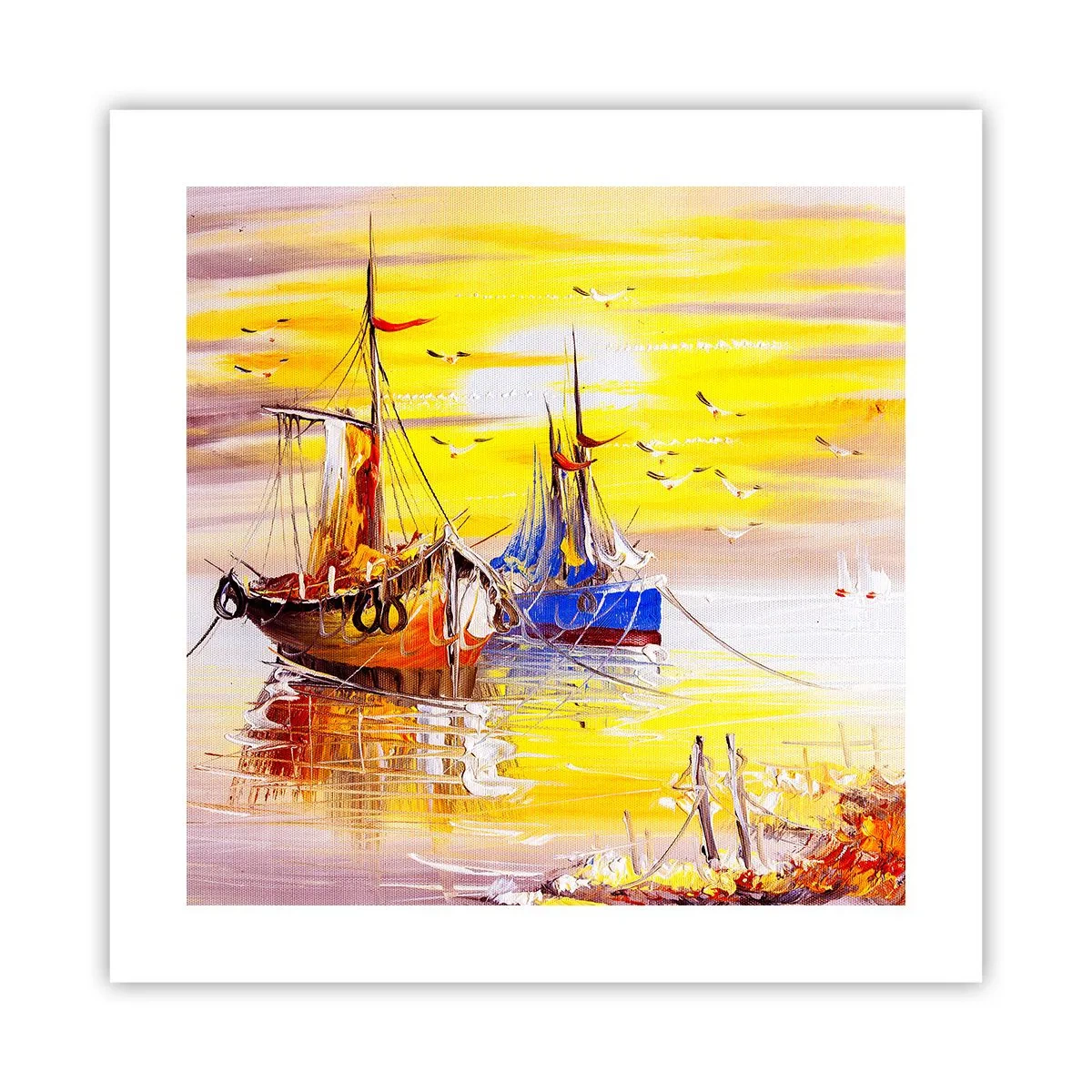 Poster - Meritato riposo nel porto - 40x40 cm