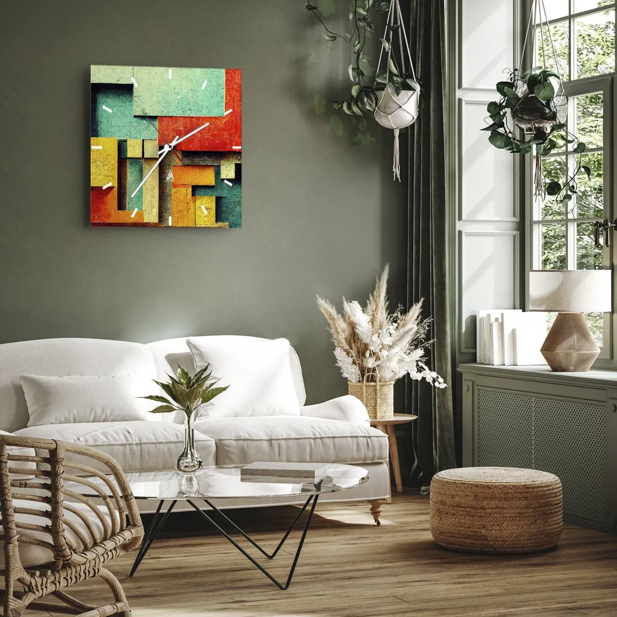 Orologio da parete - Orologio in Vetro - Il festival degli angoli retti - 40x40 cm