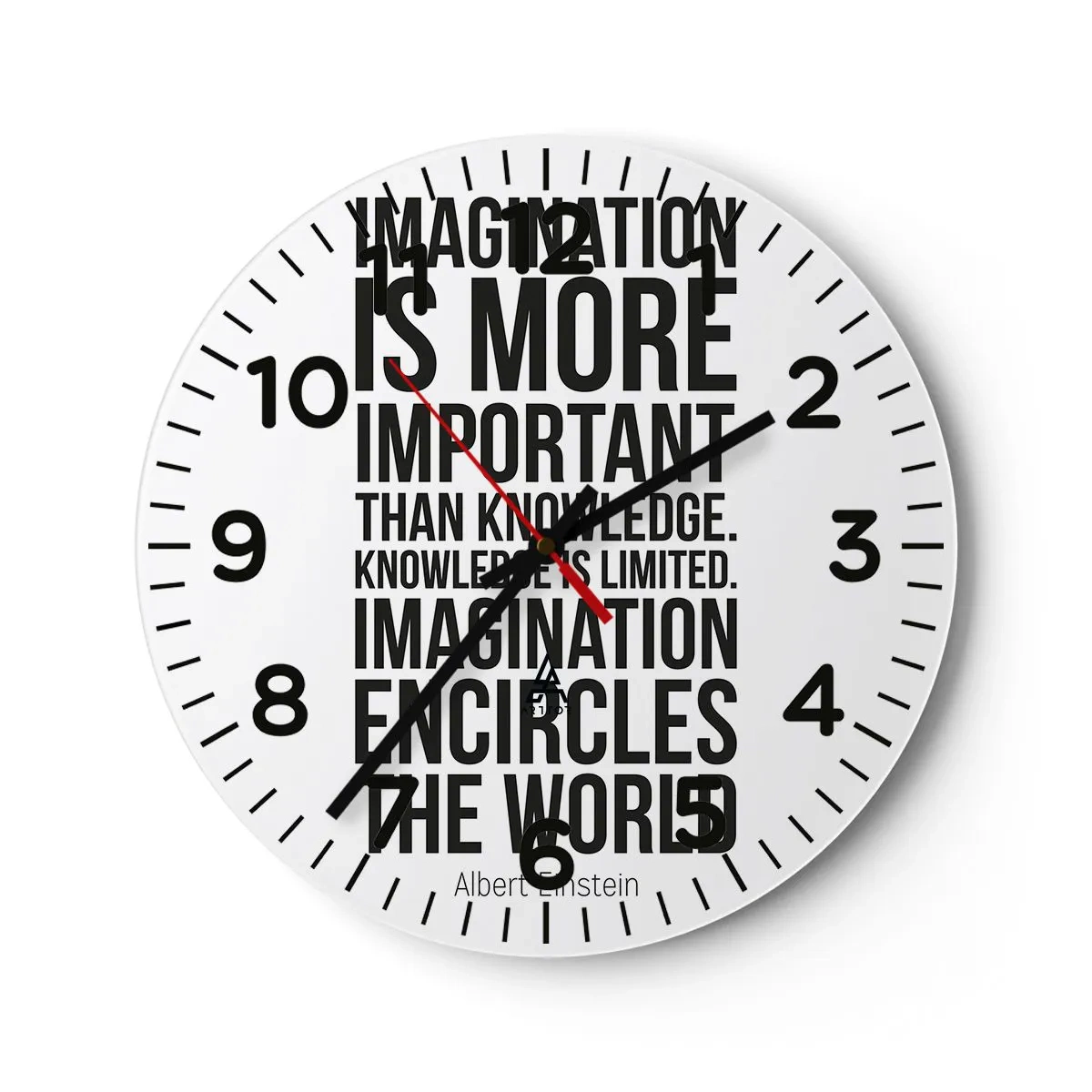 Orologio da parete - Orologio in Vetro - Einstein sul potere dell'immaginazione - 40x40 cm