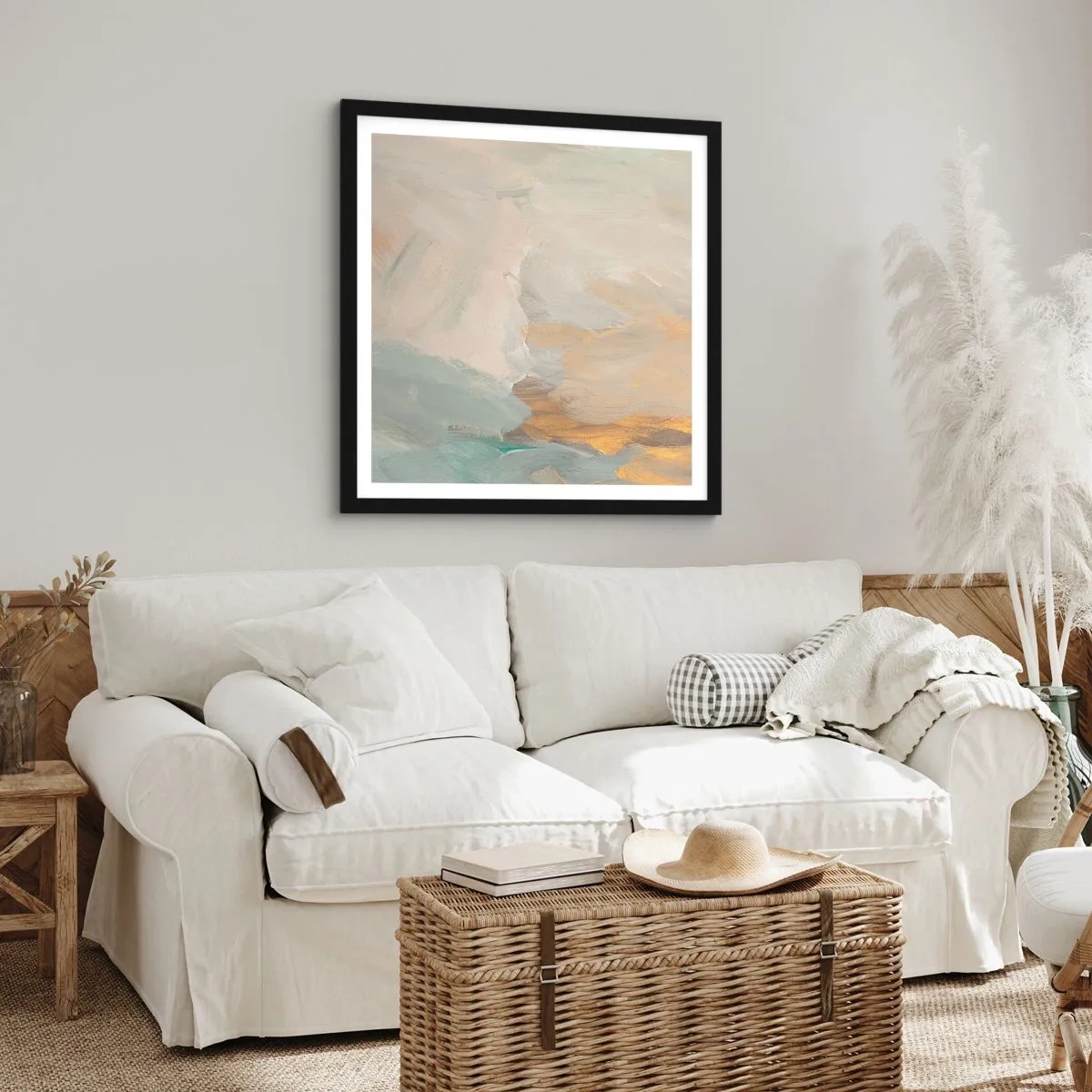 Poster in cornice nera - Astrazione: il paese della mitezza - 40x40 cm