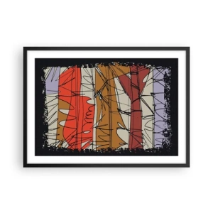 Poster in cornice nera - Composizione astratta dai colori intensi - 70x50cm - Composizione spontanea - Decorazione murale moderna per soggiorno e camera da letto ARTTOR