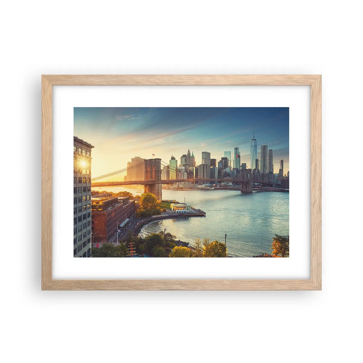 Poster in cornice rovere chiaro - L'alba nella grande città - 40x30 cm