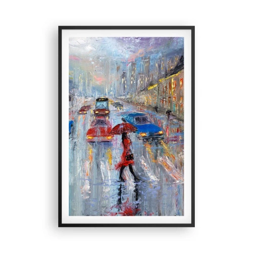 Poster in cornice nera - Pomeriggio di pioggia in città - 61x91 cm