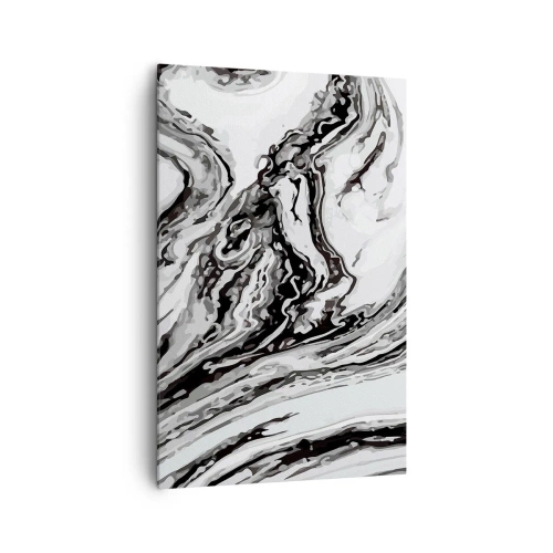Quadro su tela - Stampe su Tela - Motivo astratto in marmo in bianco e nero - 80x120cm - All'inizio vi era il caos - Decorazione murale moderna per soggiorno e camera da letto ARTTOR