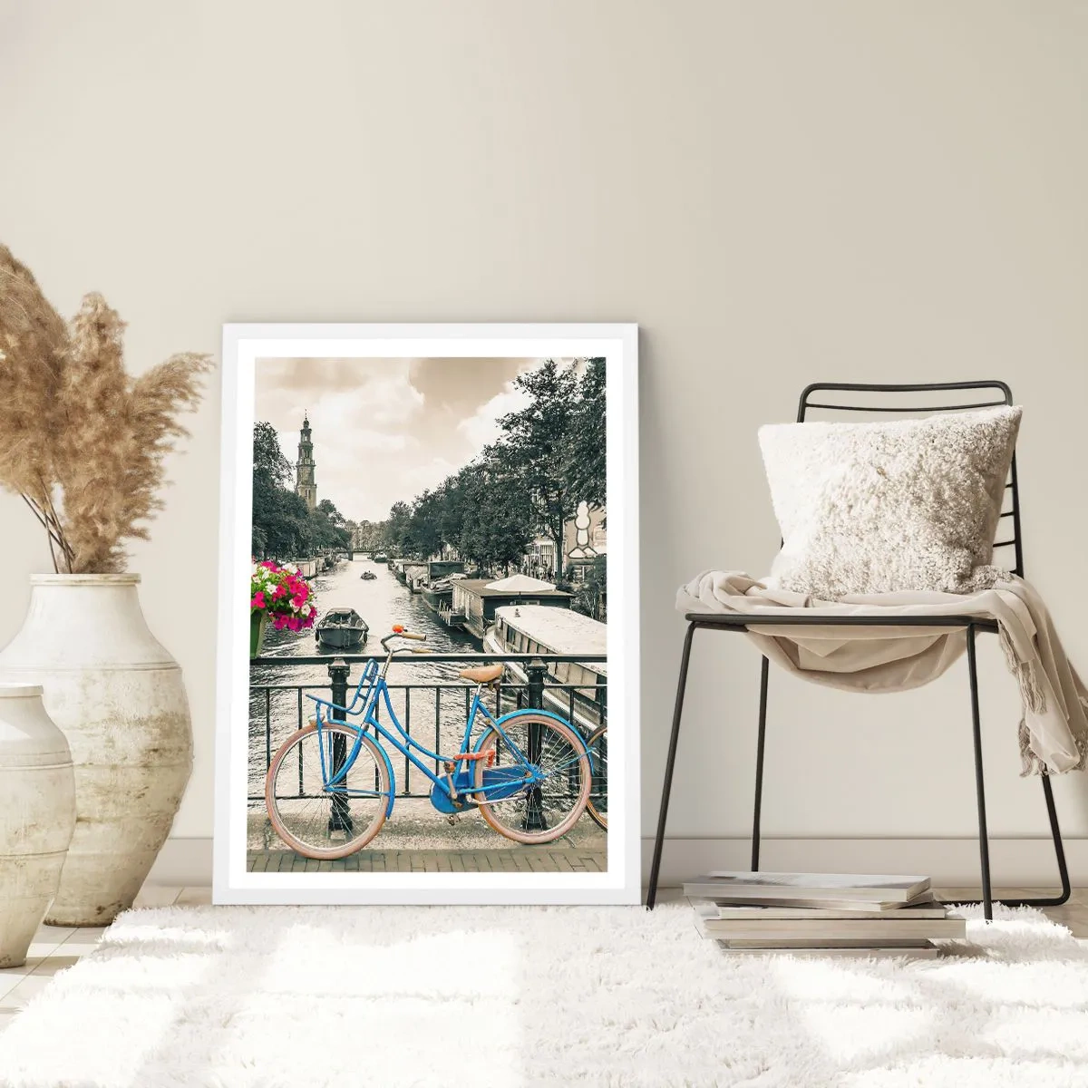 Poster in cornice bianca - I colori delle strade di Amsterdam - 50x70 cm