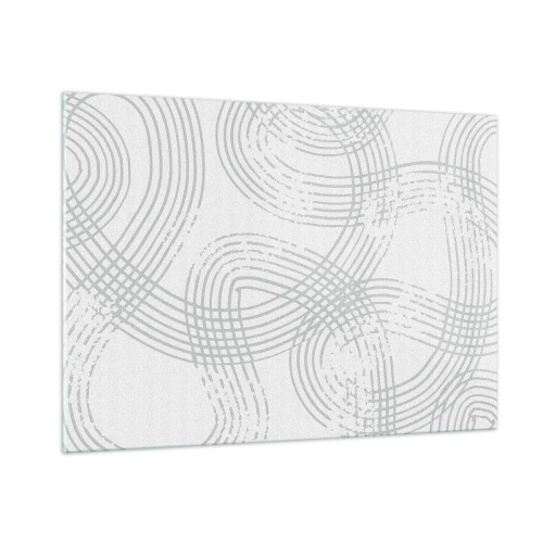 Quadro su vetro - Linee curve astratte in tonalità di grigio su bianco - 100x70cm - Non vi è una via diritta - Decorazione murale moderna per soggiorno e camera da letto ARTTOR