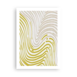 Poster - Una composizione astratta di linee ondulate nelle tonalità del beige e del giallo. - 50x70cm - Composizione con lieve deflessione - Decorazione murale moderna per soggiorno e camera da letto ARTTOR