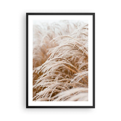 Poster in cornice nera - Primo piano di erbe ghiacciate in un paesaggio invernale - 50x70cm - Inchino al sole d'autunno - Decorazione murale moderna per soggiorno e camera da letto ARTTOR