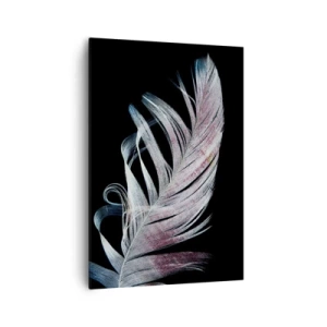 Quadro su tela - Stampe su Tela - Una piuma delicata su uno sfondo nero in un approccio artistico - 70x100cm - Pensa al tocco - Decorazione murale moderna per soggiorno e camera da letto ARTTOR