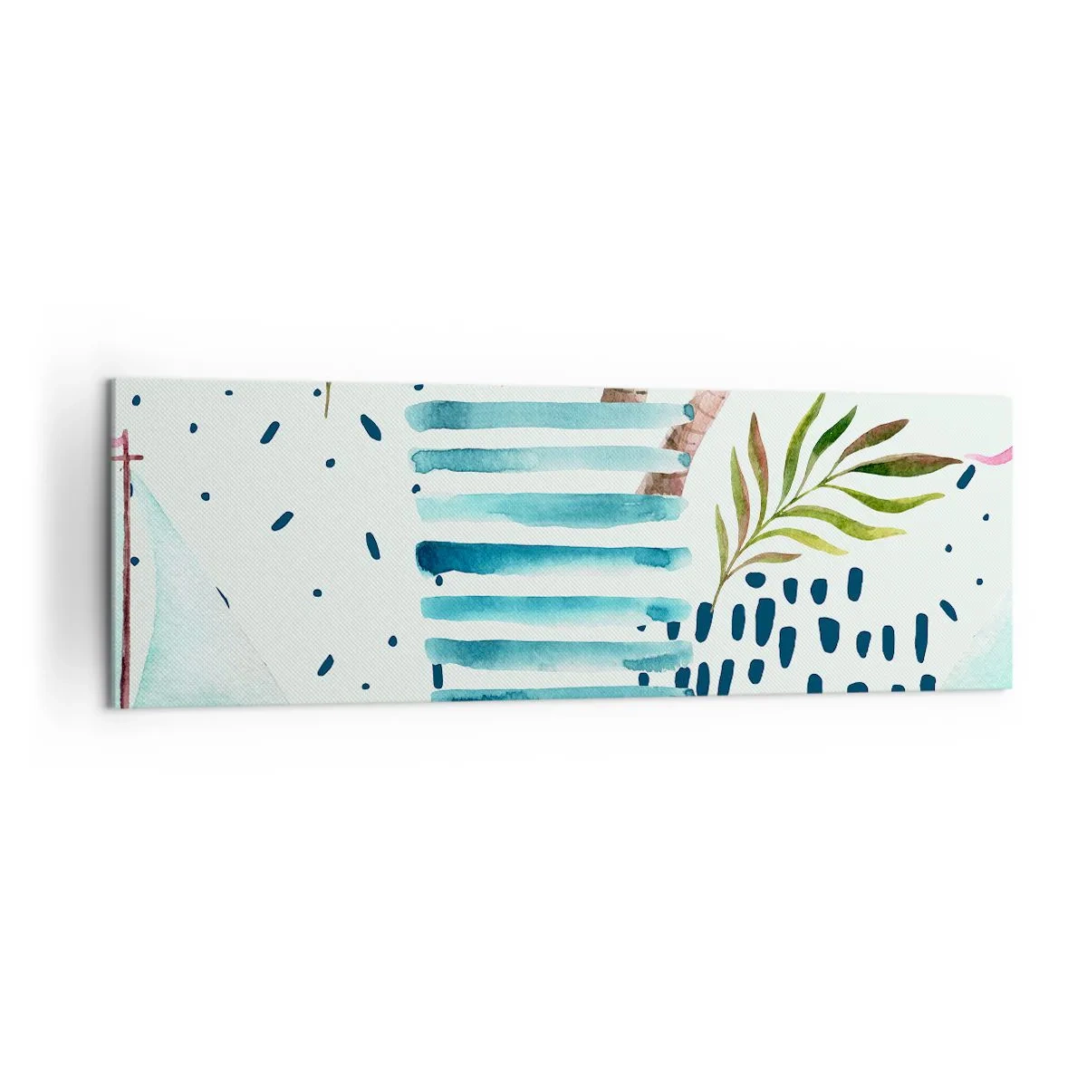 Quadro su tela - Stampe su Tela - Motivo astratto con palme e accenti nautici - 160x50cm - Vacanze sotto le palme - Decorazione murale moderna per soggiorno e camera da letto ARTTOR