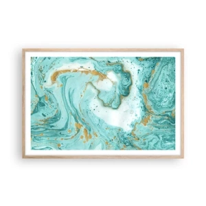 Poster in cornice rovere chiaro - La grande onda del periodo Edo - 91x61 cm