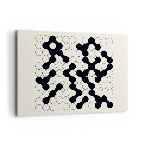 Quadro su tela - Stampe su Tela - Motivi in bianco e nero con cerchi su sfondo chiaro - 100x70cm - Gioco cinese: variazione - Decorazione murale moderna per soggiorno e camera da letto ARTTOR