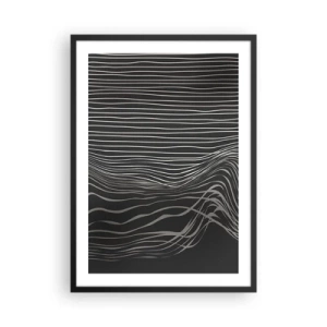 Poster in cornice nera - Composizione astratta con linee su sfondo nero - 50x70cm - Ritmo e accento - Decorazione murale moderna per soggiorno e camera da letto ARTTOR