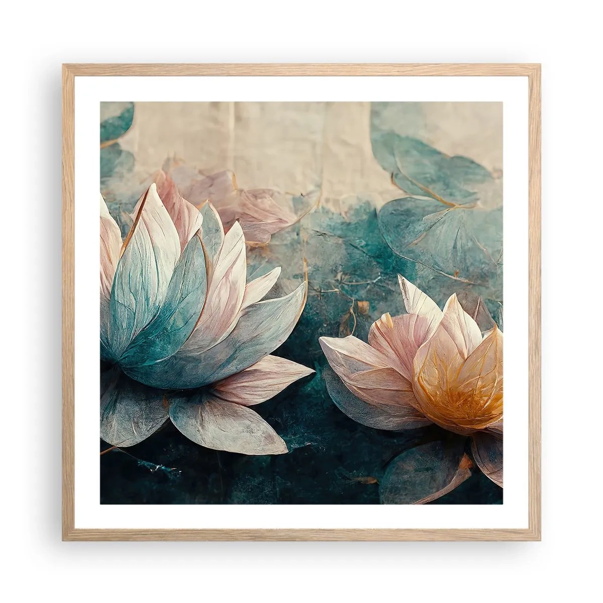 Poster in cornice rovere chiaro - Le stelle del lago - 60x60 cm