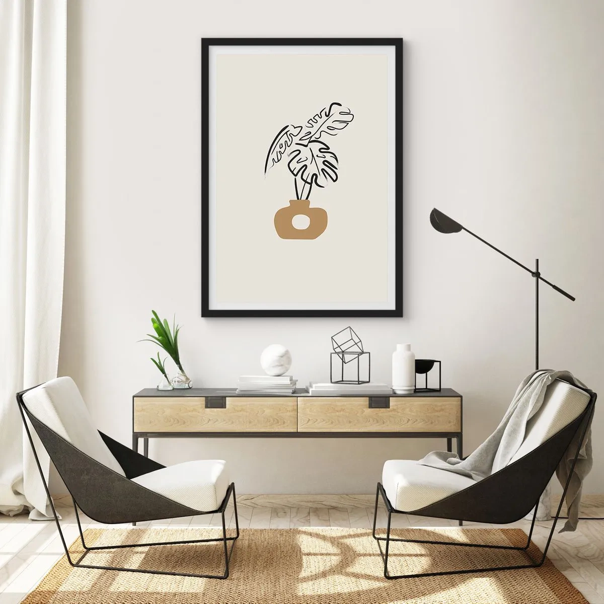 Poster in cornice nera - Monstera: ornamento della casa - 61x91 cm