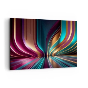 Quadro su tela - Stampe su Tela - Astrazione futuristica con colori intensi e curve - 120x80cm - Architettura di luce - Decorazione murale moderna per soggiorno e camera da letto ARTTOR