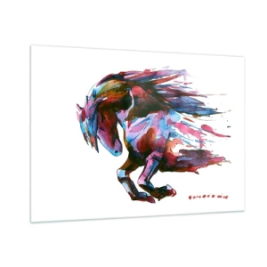 Quadro su vetro - Cavallo astratto in una composizione di colori dinamici - 100x70cm - In estasi - Decorazione murale moderna per soggiorno e camera da letto ARTTOR