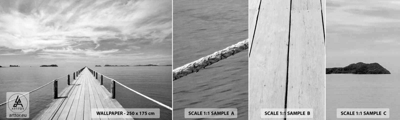 Campione di Fotomurale Adesivo Deluxe Sticker - Forse un viaggio... - Paesaggio, Mare, Ponte di Legno - 100x30 cm