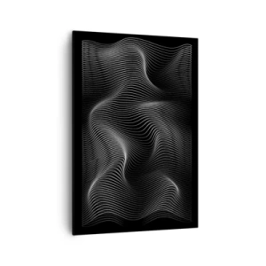 Quadro su tela - Stampe su Tela - Linee bianche astratte su sfondo nero - 70x100cm - La danza della luce nello spazio - Decorazione murale moderna per soggiorno e camera da letto ARTTOR