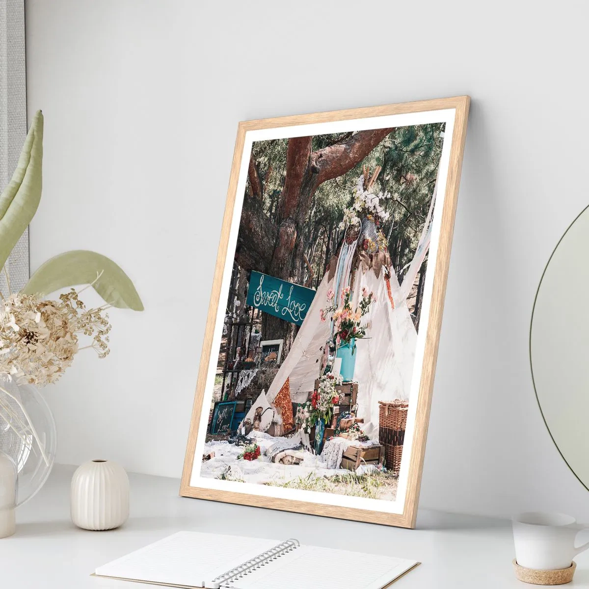 Poster in cornice rovere chiaro - Make love... - 50x70 cm