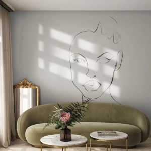 Fotomurali Premium Canvas - Schizzo minimalista del volto di una donna - 100x70cm - Profilo di sensualità - Decorazione murale moderna per soggiorno e camera da letto ARTTOR