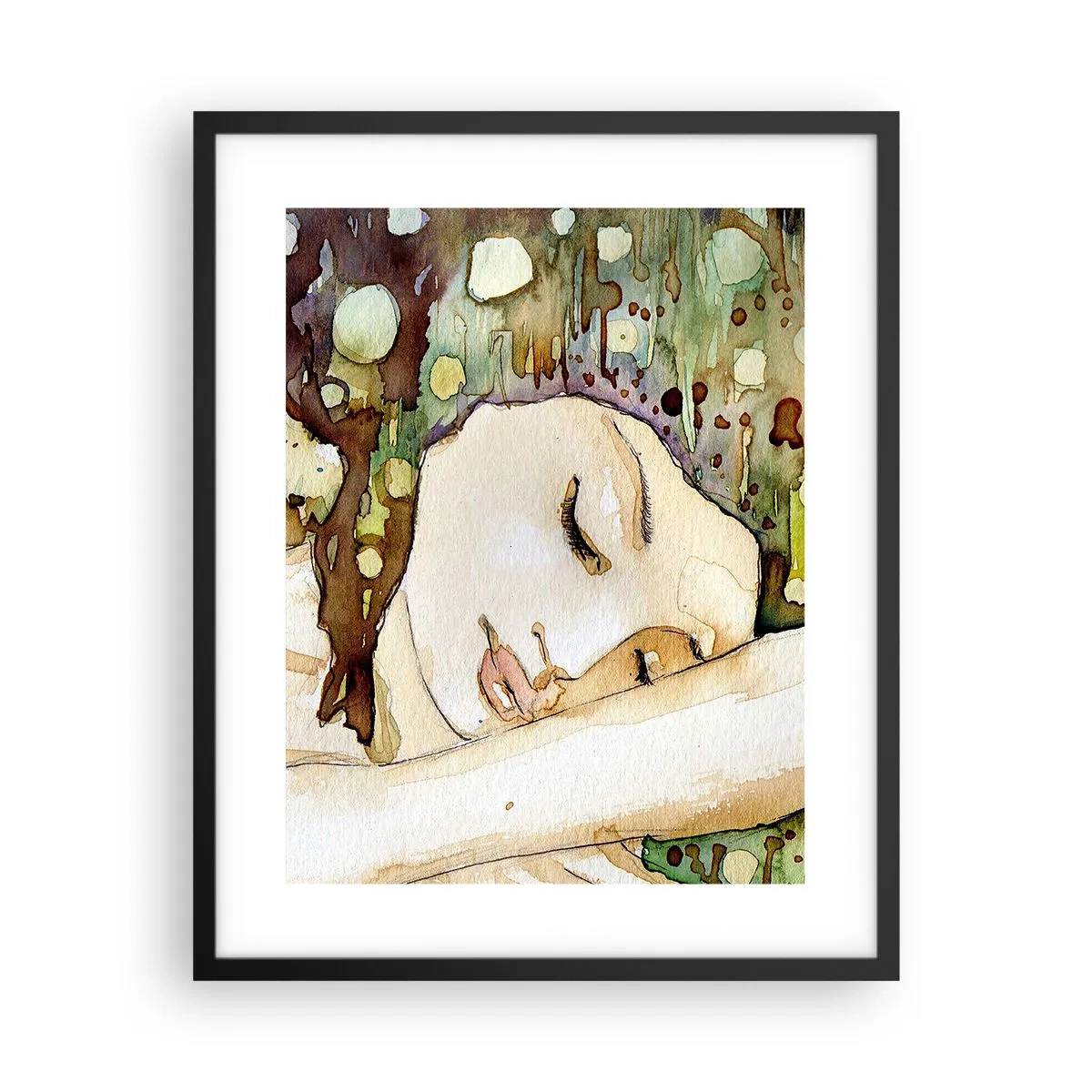 Poster in cornice nera - Sogno smeraldo e viola - 40x50 cm