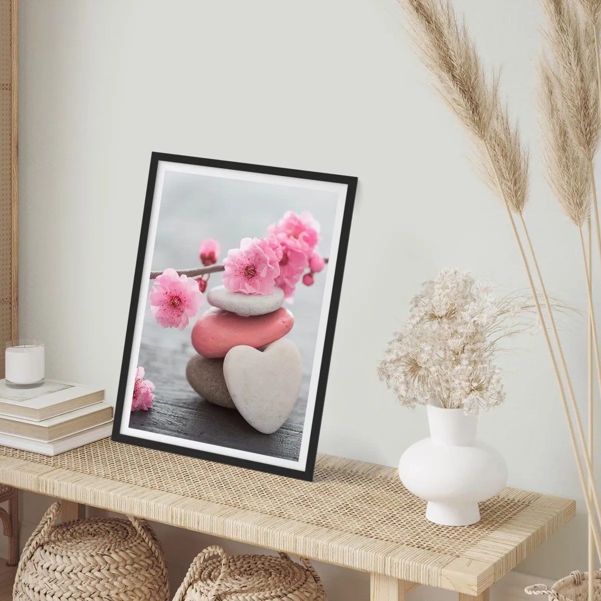 Poster in cornice nera - Serenità con fiori di ciliegio - 30x40 cm