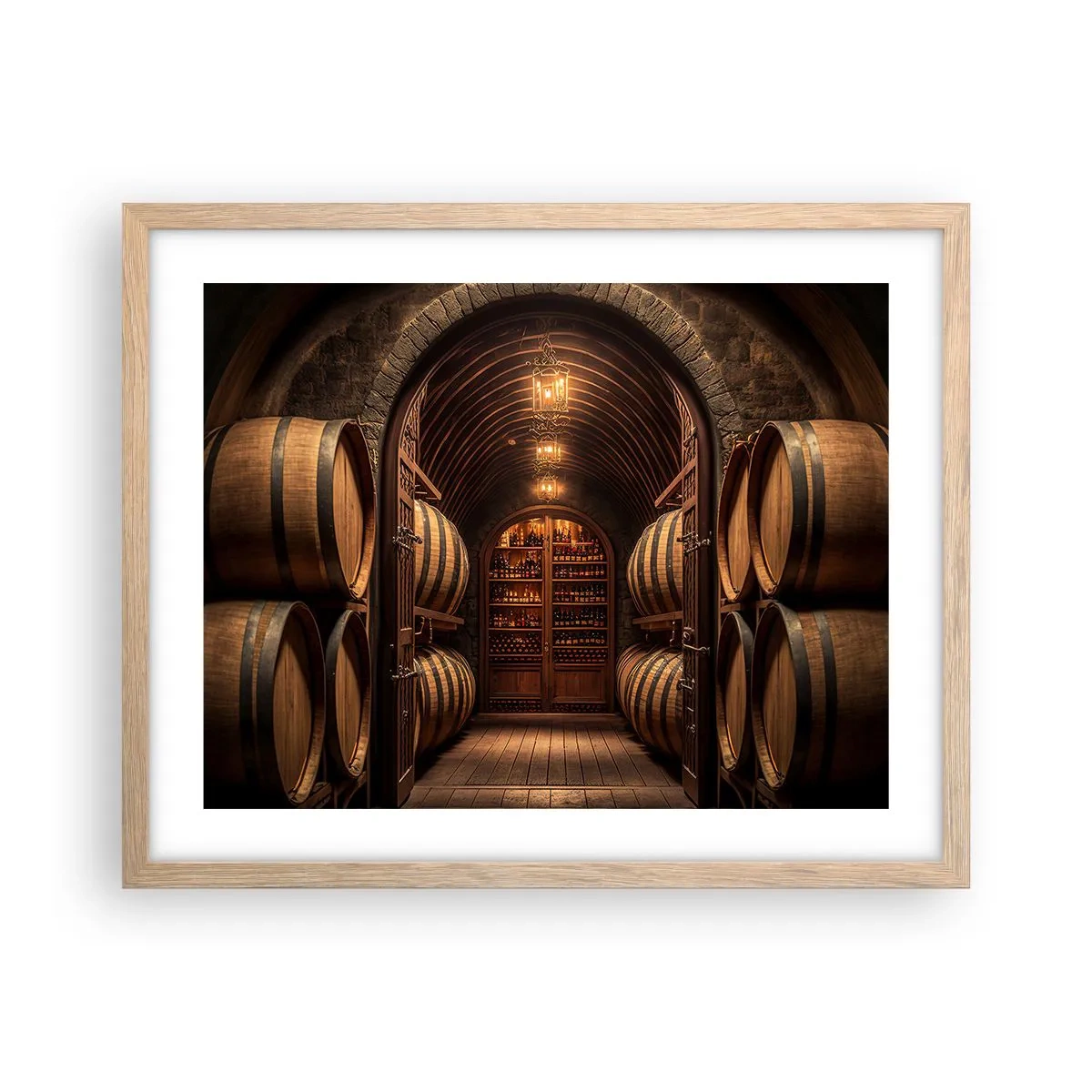 Poster in cornice rovere chiaro - L'atmosfera della cantina - 50x40 cm