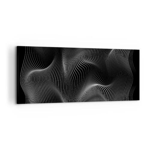 Quadro su tela - Stampe su Tela - Linee bianche astratte su sfondo nero - 120x50cm - La danza della luce nello spazio - Decorazione murale moderna per soggiorno e camera da letto ARTTOR