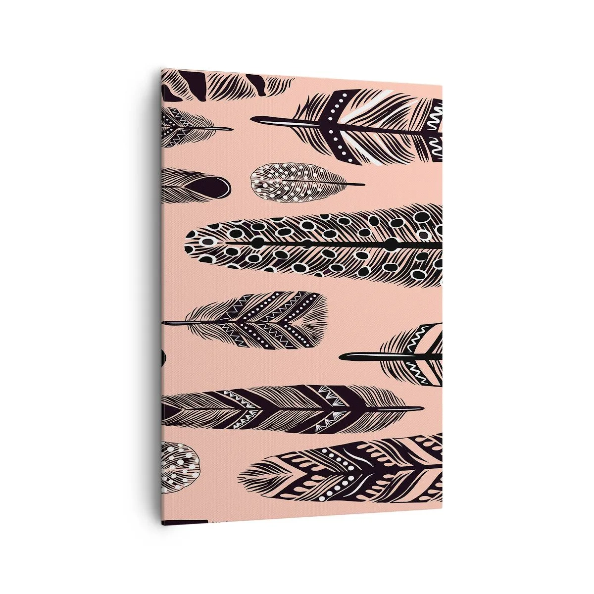 Quadro su tela - Stampe su Tela - Piume decorative su sfondo chiaro - 70x100cm - Collezione indiana - Decorazione murale moderna per soggiorno e camera da letto ARTTOR