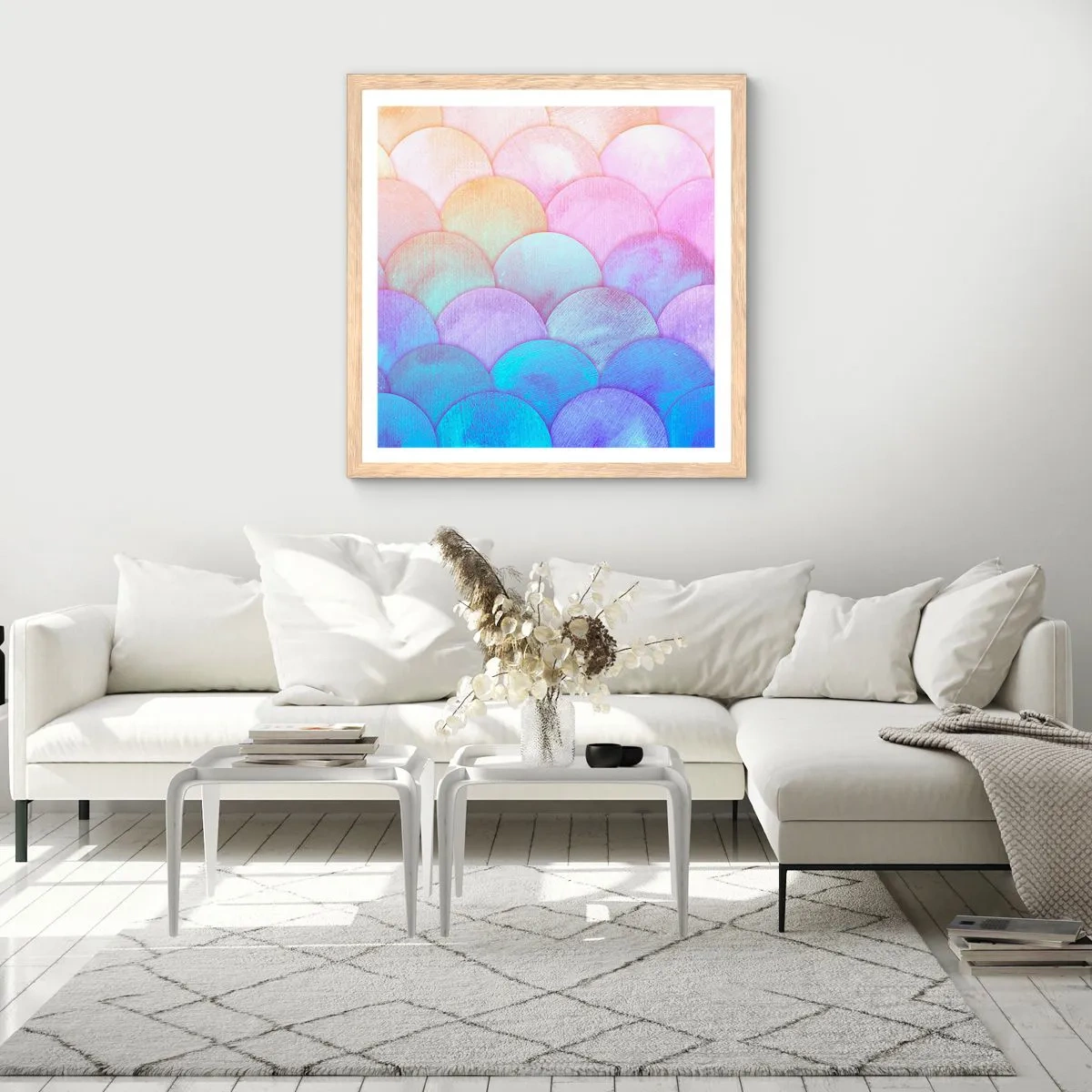 Poster in cornice rovere chiaro - Scaglie perlate - 30x30 cm