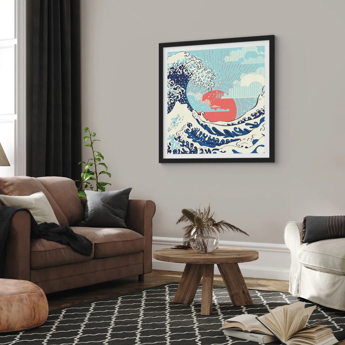 Poster in cornice nera - Di ispirazione giapponese - 30x30 cm