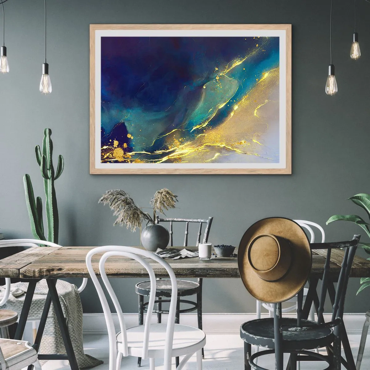 Poster in cornice rovere chiaro - La palude dorata - 91x61 cm