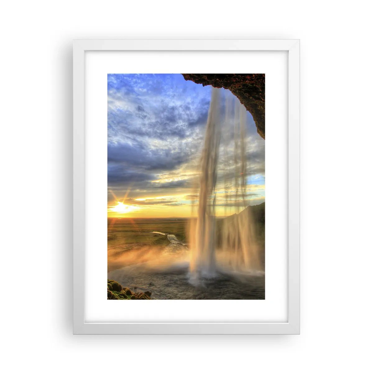 Poster in cornice bianca - Il mondo dietro una tenda di gocce - 30x40 cm