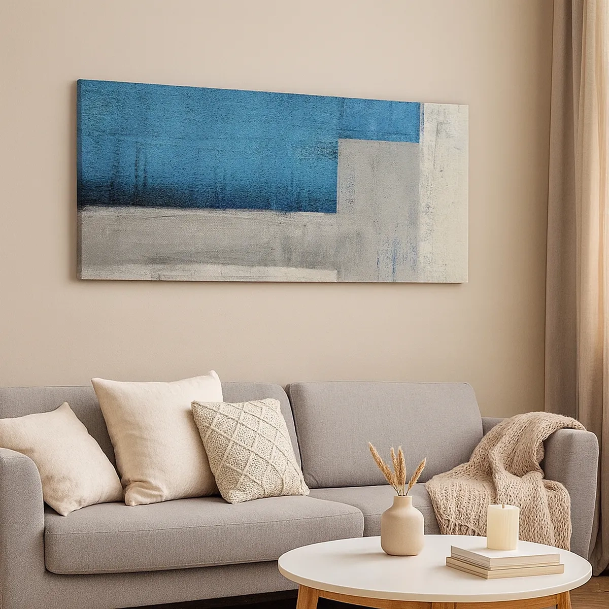 Quadro su tela - Stampe su Tela - Composizione poetica in grigio e blu - 30x30 cm