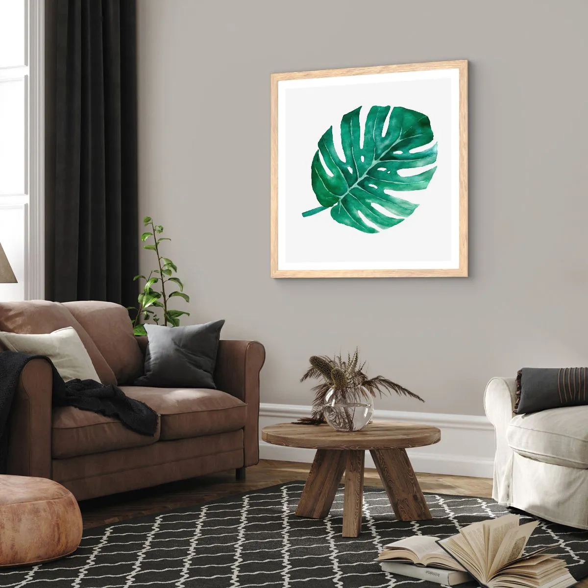 Poster in cornice rovere chiaro - Concetto verde - 40x40 cm